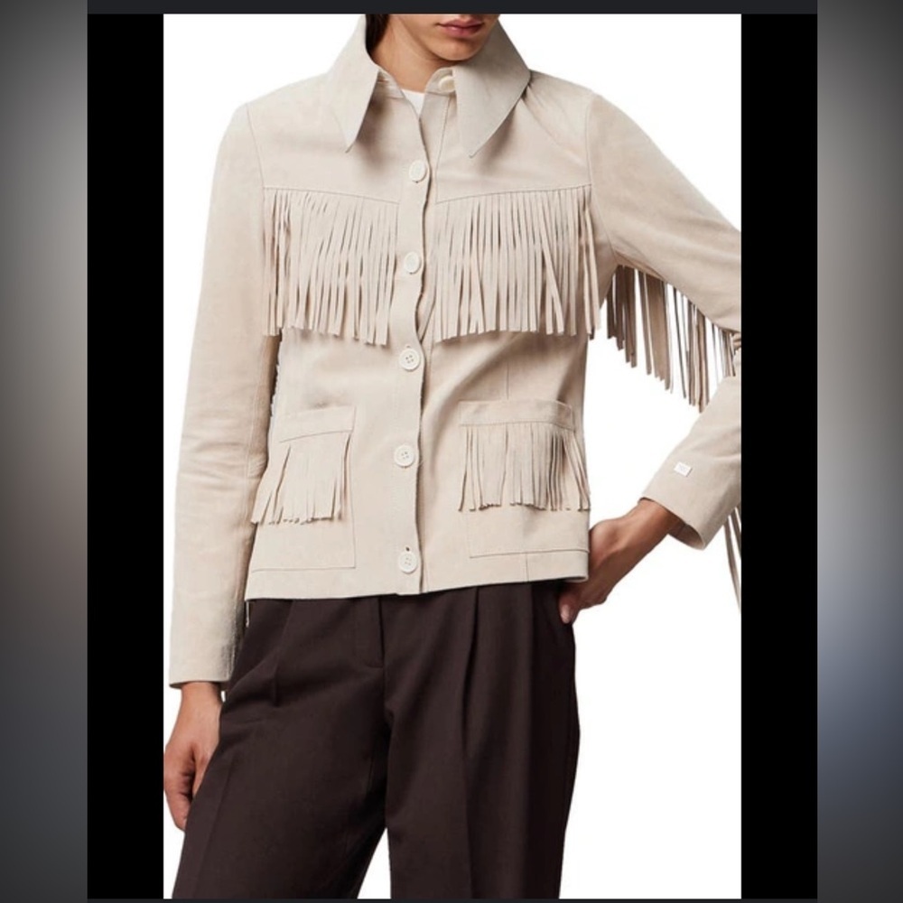 🐎 RARE 🐎 Suede Soia & Kyo Anthropologie NWT Giada Suede Fringe Jacket size S. - Picture 9 of 9